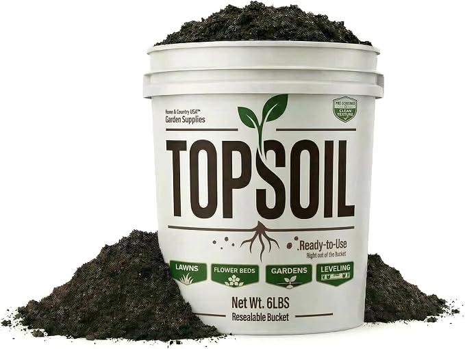 All Purpose Topsoil 6 lb Pail, Premium Garden Planting Soil for Indoor Outdoor Plants, Flowers, Vegetables, Shrubs, Raised Beds, Containers and Landscaping