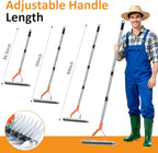 Thatch Rake -15 Inch Dethatcher Rake with Adjustable Handle, Efficient Steel Metal Rakes with Handle,Heavy Duty Thatching Rakes for Lawn,Garden, Yard