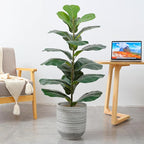 3ft Artificial Fiddle Leaf Fig Tree Plant, Fake Ficus Lyrata in Pot,Ficus Faux Plant Artificial Trees for Office Indoor Outdoor Garden Living Room Home Decor 1PCS-36in