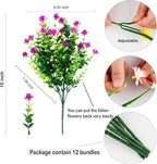 Artificial Flowers Outdoor Fake Plants - 12 Bundles UV Resistant No Fade Faux Plastic Greenery Home Garden Porch Patio Decoration (Mgenta)