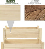 Outsunny 34"x34"x28" Raised Garden Bed, 2-Tier Elevated Wood Planter Box for Backyard, Patio to Grow Vegetables, Herbs, and Flowers, Natural