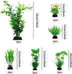 PietyPet Fish Tank Accessories Green Plants, 10pcs Green Fish Tank Decorations, Aquarium Decor Plastic Plants