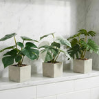 3pcs Small Fake Plants Artificial Begonia Leaves Faux Plants Indoor for Office Desk Shelf Bathroom Home Decor (3Pcs White Green)