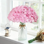 65Pcs Pink Hydrangea Artificial Flowers Bulk，Realistic Silk Fake Flowers with Stems，Faux Hydrangea Flowers for Wedding Home Decor Centerpieces Living Room Garden Party Baby Shower Decoration
