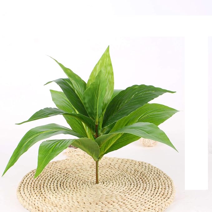 CATTREE Artificial Plants Outdoor Decor, Fake Plant Shrubs Faux Grass Plastic Leaves Greenery Bushes Home Garden Wedding Party Decorations Indoor Office Yard Verandah Planter Filler - Green 2 Pack