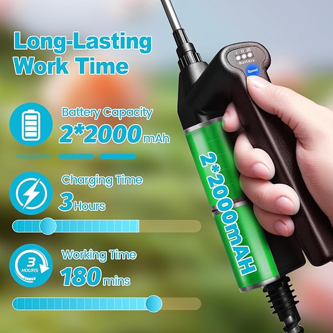 SideKing Electric Sprayer Wand, 3 Adjustable Pressures Battery Powered Garden Sprayer Wand with 31" Telescopic Wand, 16.4FT Hose, 4 Nozzles, Portable Water Sprayer for Lawn, Weed, Yard Care