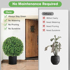 25.6" Artificial Boxwood Topiary Ball Trees: 2 Pack Fake Shrubs with Spike – UV Resistant & Fade Resistant Faux Bushes, Evergreen Spring Artificial Plants for Outdoor Indoor Front Porch Garden