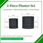 GreenShip 2pcs Plant pots, self Watering pots for Indoor Plants (Black, 4.7in+6in)