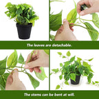 AceList 2 Pack Fake Plants, Artificial Plants for Home Decor Indoor, Realistic Fake Watermelon Leaves with Black Pot for Bedroom Living Room Shelf Outdoor Office Decor