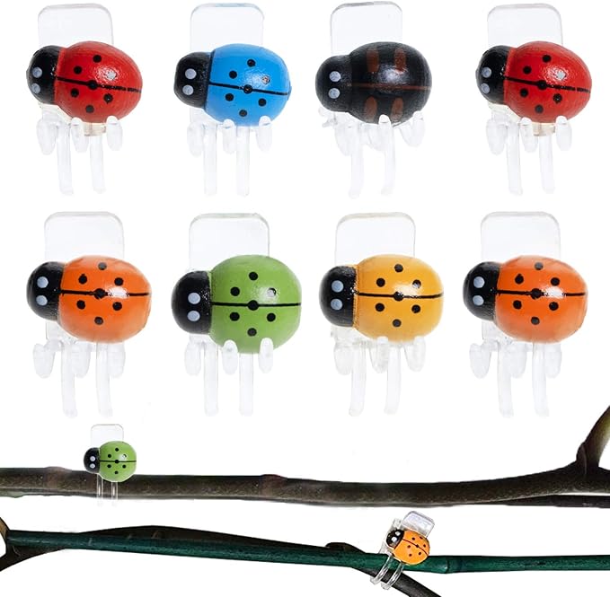 BEADNOVA Orchid Clips 30Pcs Ladybug Plant Clips Orchid Support Clips Vine Clips Plant Clips for Support Flower Orchid Vine (Mix Color, 30PCS)