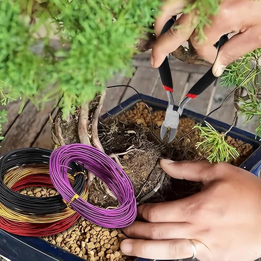 4 Roll Bonsai Wire,with Hand Plier Aluminum Bonsais Training Wire Anodized Aluminum Bonsai Wire Tools for Fine Trunk & Branch Control(Size:4 Roll)
