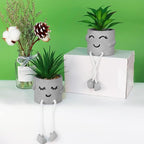 Zerzsy Faux Succulents in Cement Pots with Hanging Leg, Potted Mini Fake Plants for Desk Decor, Kitchen Shelf Decor, Office Decoration for Women, Bathroom Shelf Plants Decoration - Set of 2