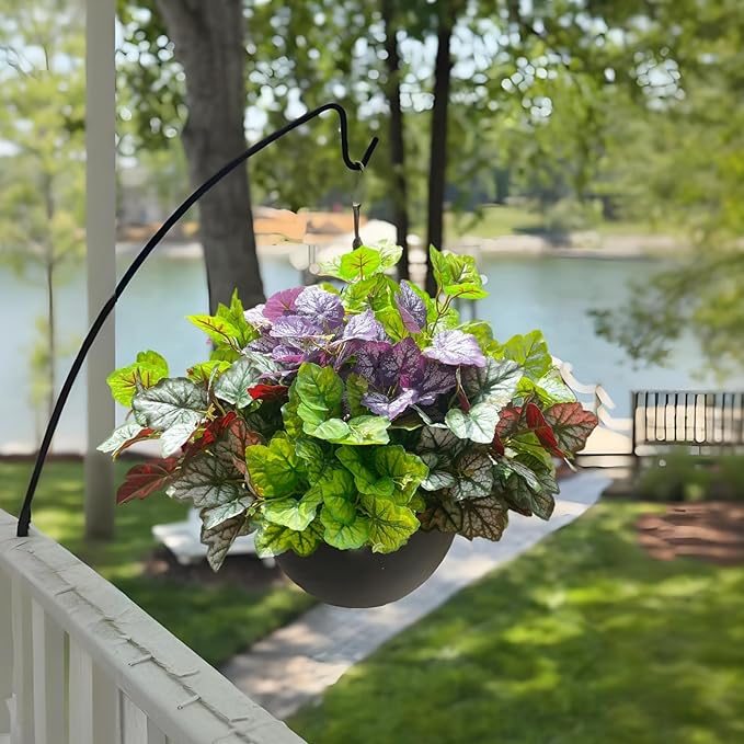 Artificial Plants Fake Heuchera Greenery for Outdoor UV Resistant, Faux Silk Realistic Bushes Look Real Shrubs for Outside Porch Planters Patio Pots Spring Summer Decor, 6 Bundles