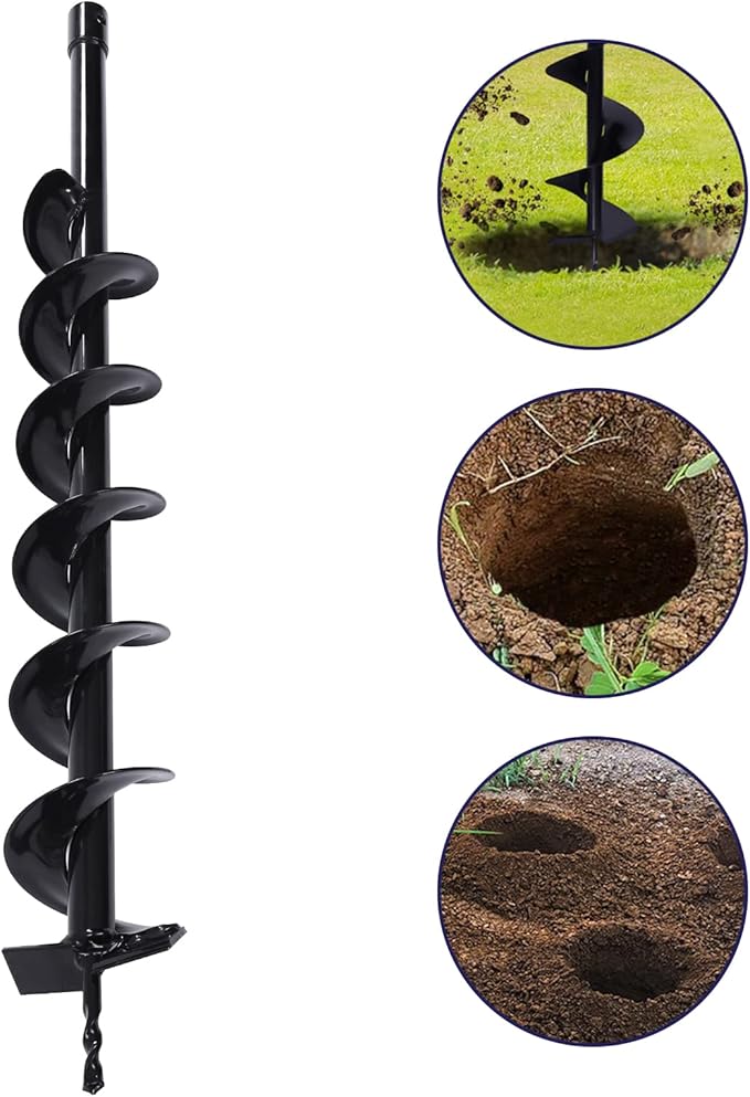 DYRABREST 4 inch Garden Plant Flower Bulb Auger Spiral Hole Drill for Post Holes Replacement Earth Digger Planting Drill (4' Drill Bit)