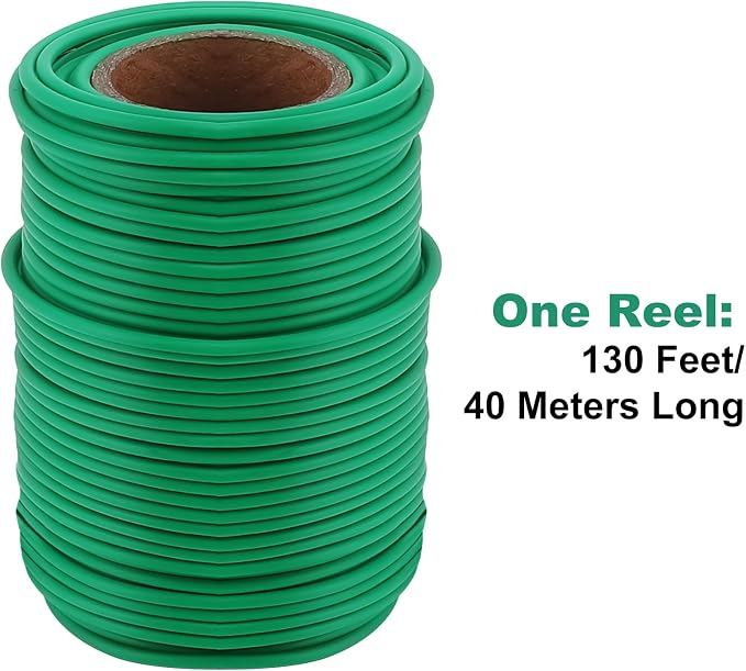 TELENT OUTDOORS 130 Feet Soft Plant Tie Green Twist Garden Ties for Plants Gardening Home Office Organization TPR Garden Ties Supplies with 2.5mm Diameter