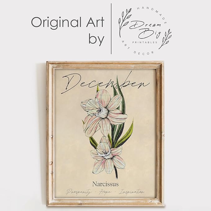 December Birth Flower Art Print - 11x14 (Unframed) | Capturing the Splendor of the December Birth Flower | Decor Accent for Birthdays and Special Occasions | Living Room Décor | Modern Home Décor