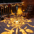 RGB Dragonfly Projection Solar Floor Lamps Outdoor, Metal Floor Light with Plant Stand,42.48" Decorative Waterproof Lighting for Garden,Patio,Porch,Yard,Deck,Black,2 Pack