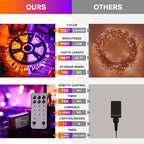 JMEXSUSS 168ft 600 LED Halloween Decor Lights Outdoor Clear Wire, Orange Purple String Lights Indoor Plug in,Halloween Lights for Tree Porch Yard Decorations