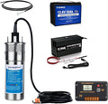 ECO-WORTHY 12V DC Stainless Steel Deep Well Pump Kit - Submersible Pump for Well, Pond, Farm, Home | 20A Battery Charger,12V 50AH Lithium Battery & Controller | Multiple Packages Delivery