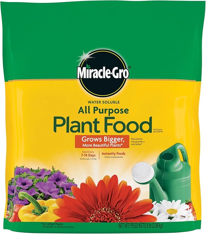 Miracle-Gro Water Soluble All Purpose Plant Food - Fertilizer For All Indoor or Outdoor Plants including Roses, Flowers, Vegetables, Houseplants, Trees, and Shrubs, 5 lb. Bag