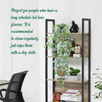 LOYWREE Fake Hanging Plants - Small Potted Plants with Green Eyebrow-Leaf Trailing Vines, Indoor Outdoor Aesthetic Decor for Office, Living Room Shelf & Home Accent (Black Pot)