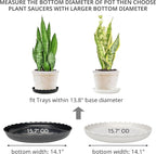Plant Saucer, 7 Pack 8 10 12 14 15 Inch Durable Plastic Plant Trays for Pots, White & Black Round Plant Pot Saucers, Drip Tray for Indoor and Outdoor Garden (15", for 12 13 Inch Pot)