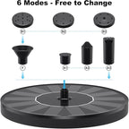 Priksia Solar Water Fountains,Solar Powered Bird Bath Fountain with 6 Nozzles - Free Standing Floating Solar Fountains for Bird Bath, Garden, Pond, Pool (Black-1.4W)