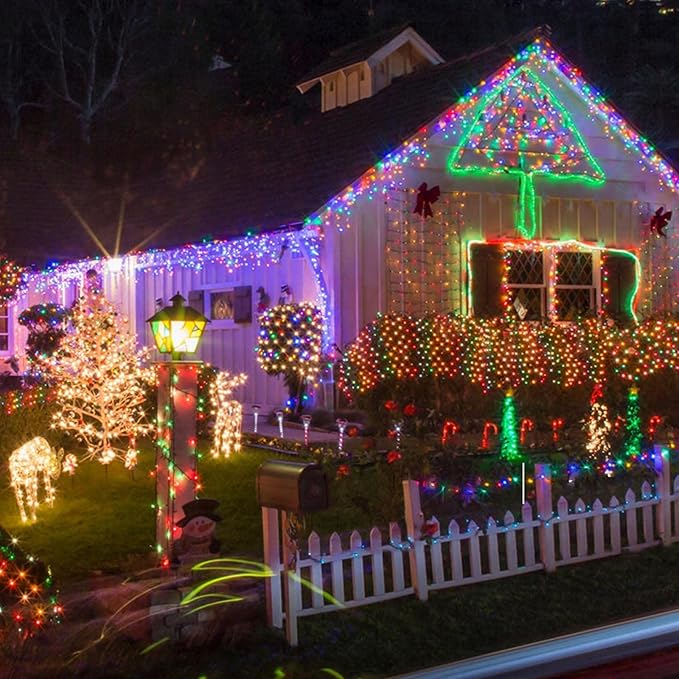 2 Pack 480 LED Solar Chrismas Lights Outdoor, 170 FT Super Long Solar String Lights for Outside with 8 Modes & Memory Function, Waterproof Twinkle Light for Xmas Tree Party Decorations (Multicolor)