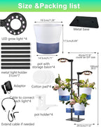 Indoor Plant Hydroponics Growing System Tower Kit with Grow light,Herb Vegetable Indoor Garden Growing System with Standing Floor Tall LED Grow Light,Height Adjustable with Timer & Metal Stand (Large)