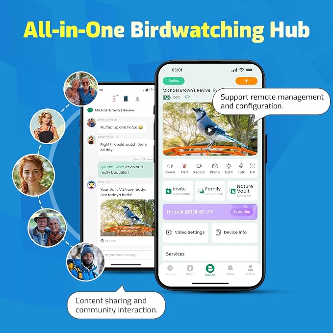 Bird Feeder with Camera, Smart Bird House with Cam for Outside, 2K HD Auto Record Video, AI Identification & Instant Alerts, Solar Powered, Bird Watching Cam for Dad Grandpa Birdlovers, Light Blue
