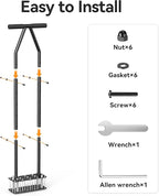 Knee-Friendly Manual Lawn Aerator Tool - 15 Heavy-Duty Steel Spikes,Spring-Loaded Auto-Clean Design, Pre-Assembled for Soil Loosening & Lawn Health, Garden/Yard Aeration Tool