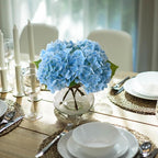 Leftover Hydrangea Artificial Flowers with Vase,Blue Real Touch Hydrangea Flowers with Butterfly,Faux Hydrangea Flowers for Floral Centerpieces for Tables,Home Decor,Wedding Decor,Coffee Table Decor