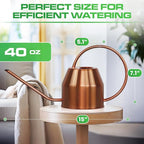 Plexon Rose Gold Metal Watering Can Indoor Plants 40 oz, Stainless Steel Long Spout Watering Can Outdoor House Plant Flower, Garden