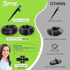 Bonviee 247FT Drip Irrigation System, Automatic Garden Watering System Kit with 50FT 5/16” & 1/4” Drip Tubing, Quick-to-Connect Fittings, Adjustable Drip Emitters for Raised Beds, Greenhouse, Lawn