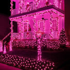 Extra-Long 144FT Solar String Lights for Outside, 2 Pack 400LED Solar Valentine's Day Lights Outdoor Waterproof, Copper Wire 8 Modes Fairy Twinkle Solar Lights for Tree Garden Party Xmas (Pink)