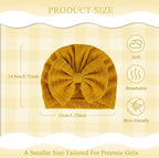 Newborn Baby Girl Hats Mittens Set Cotton Hospital Bow Hat Beanies Caps Gloves for New Born Girls 0-6 Months