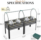 KING BIRD Large Raised Garden Bed with Cover Galvanized Elevated Planter Box with Legs 72×23×55 in for Backyard, Patio, Balcony, 700lb Capacity, Dark Grey