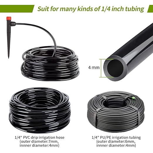 Drip Emitters for 1/4" Drip Irrigation Tubing 360 Degree Water Flow 25 pcs Adjustable Irrigation Drippers with Lock Barbed Irrigation Drip Heads Drip Spray Emitters for Flower Plants Garden