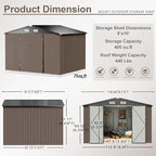 Aoxun 9.4x7.3x6.5 FT Outdoor Metal Storage Shed with Lockable Door- Ideal for Tools, Garden Equipment & Bikes, Includes Base, Perfect for Patio Placement