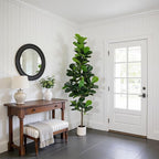 Artificial Fiddle Leaf Fig Tree 7FT with Planter Faux Trees Indoor Tall Artificial Tree, Stable Base, 128 Realistic Leaves, for Indoor/Outdoor Home Office Living Room Decor, Housewarming Gift