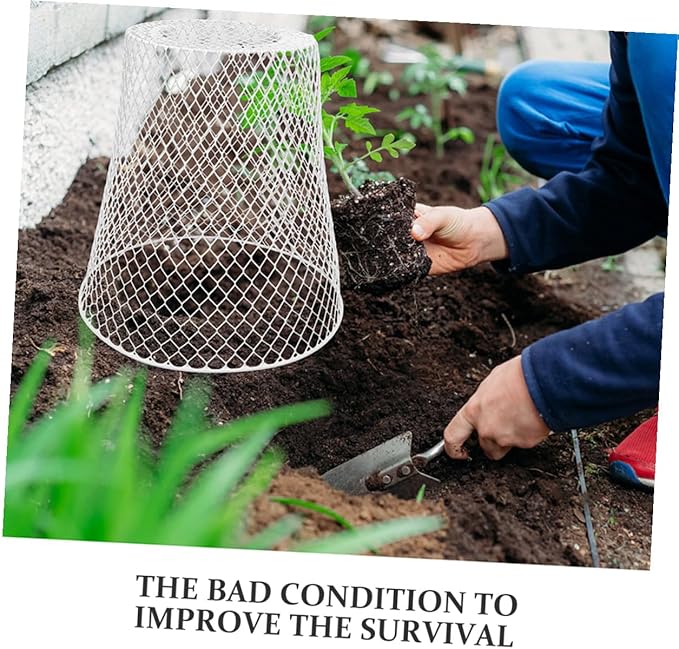4pcs Iron Wire Plant Protective Cage Mesh Covers for Garden Flowerpots Reusable Plant Protectors with Ventilated Design Suitable for Outdoor Vegetables and Seedlings