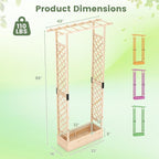 BECOMFORT Raised Garden Bed with Trellis & Hanging Roof, 89" Tall Fir Wood Planter Box with Drainage Holes, Outdoor Elevated Garden Planter for Climbing Vines, Perfect for Patio, Lawn & Backyard