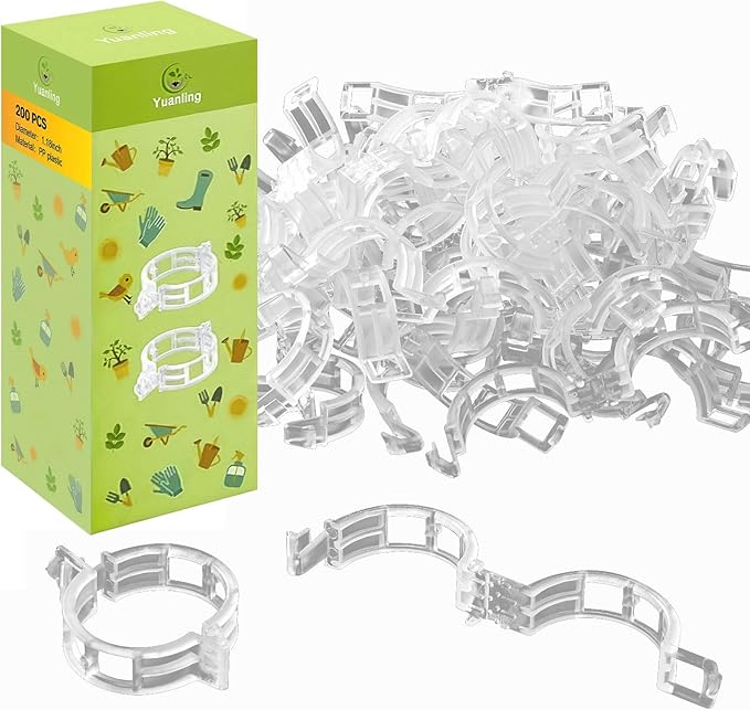 Plant Support Clips Plastic Tomato Clips Plant Clips for Climbing Plants Clear Grape Tomato Vine Trellis Clips for Garden Vegetables Plants Flower Grow Fixing (300, White)