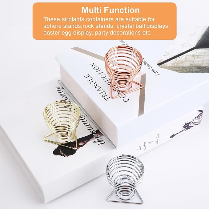 6 PCS Geometric Air Plant Holder Airplants Rack Metal Plants Stand, Airplant Stand Container Tillandsia Stainless Steel Display Racks, Wire Metal Plants Stand Planter Shelves