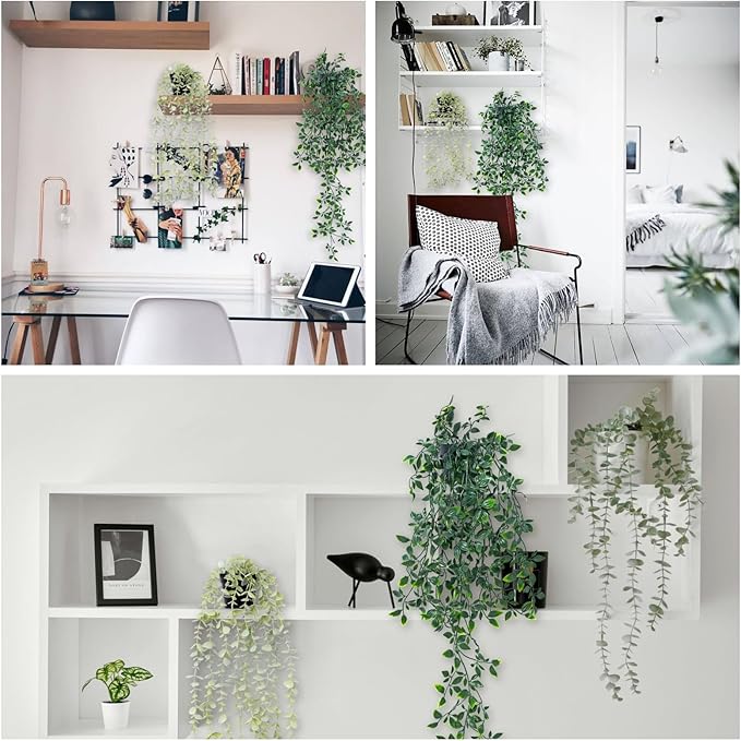Freyalife Fake Plants Artificial Mandala Vine Faux Hanging Potted Plants for Farmhouse Modern Boho Room Living Office Coffee Bathroom Desk Wall Book Shelf Indoor Aesthetic Home Decor (1Pack)
