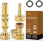 Twinkle Star Heavy-Duty Brass Adjustable Twist Hose Nozzle, High Pressure Hose Nozzle with On-Off Valve, Leakproof Operation 3/4" GHT Connector 3 Pack