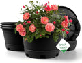 KPUVX Outdoor Flower Pots 5 Packs 13 inch pots for Plants Modern Decorative Garden Pot with Saucer, Lightweight Large Resin Planters for Indoor Plants,Decorative Resin Plant pots