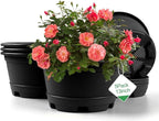 KPUVX Outdoor Flower Pots 5 Packs 13 inch pots for Plants Modern Decorative Garden Pot with Saucer, Lightweight Large Resin Planters for Indoor Plants,Decorative Resin Plant pots