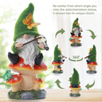 Solar Gnomes Garden Statue Decor for Mother's Father's Day,Gnome Figurines with LED Light for Garden Decorations for Patio Lawn Balcony Fairy Gardens Housewarming Gifts for Women Mom Grandma