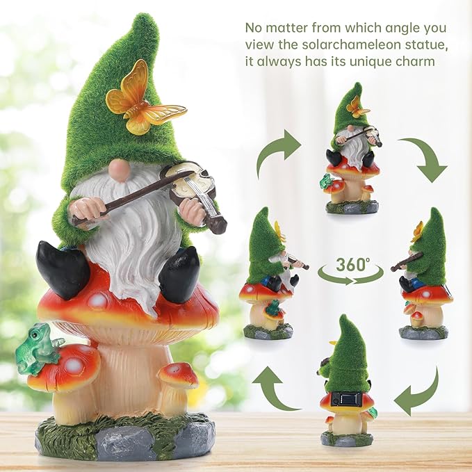 Solar Gnomes Garden Statue Decor for Mother's Father's Day,Gnome Figurines with LED Light for Garden Decorations for Patio Lawn Balcony Fairy Gardens Housewarming Gifts for Women Mom Grandma